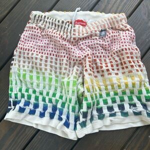 Supreme Cream and Pink Knit Waffle Sweater